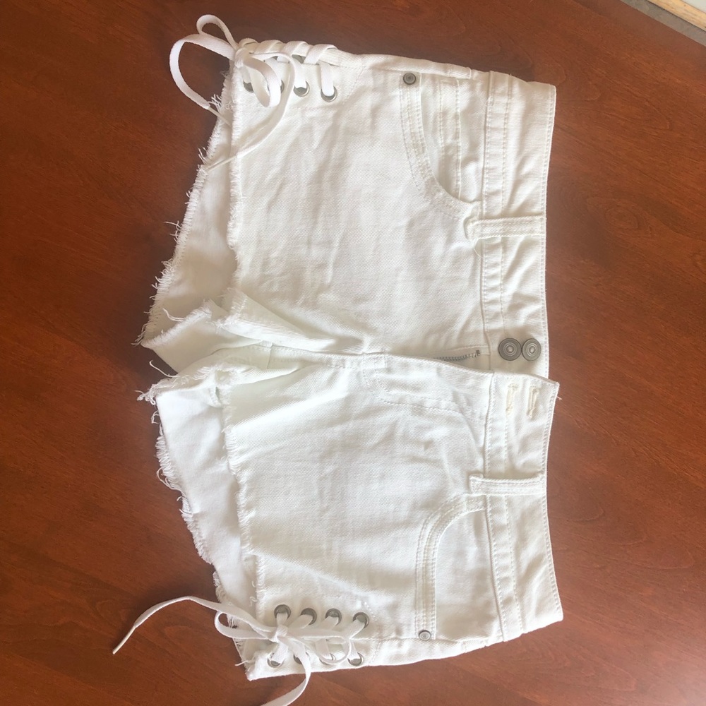 White Side Tie Shorts
